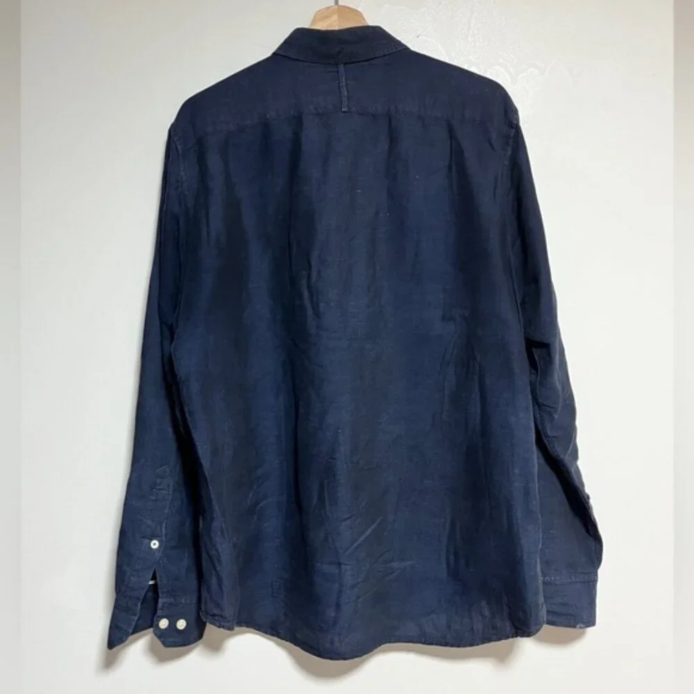 Banana Republic Navy Linen Cotton Long Sleeve Shirt M
